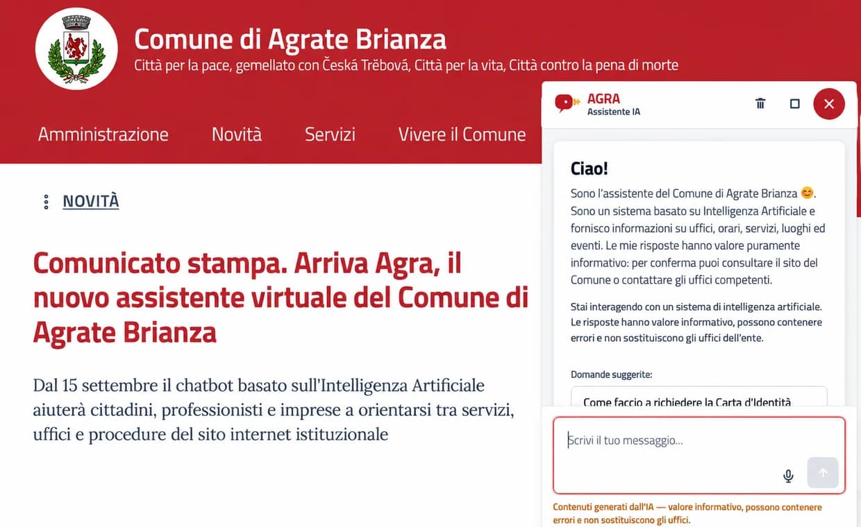 Chatbot Agra_Comune Agrate Brianza in collaborazione con SI.net