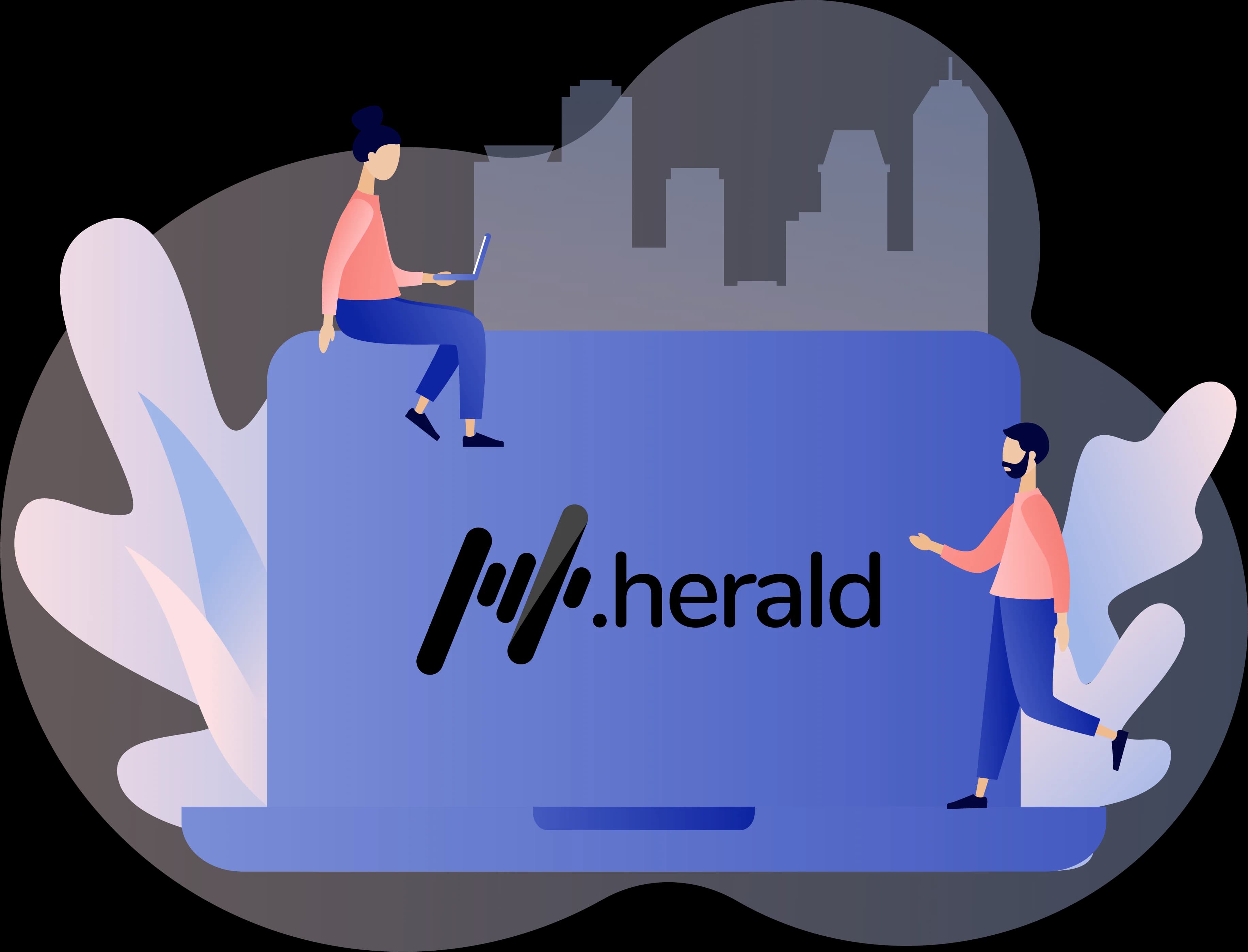 HERALD, la suite di SI.net per la Pubblica Amministrazione: illustrazione di un computer portatile con il logo .herald
