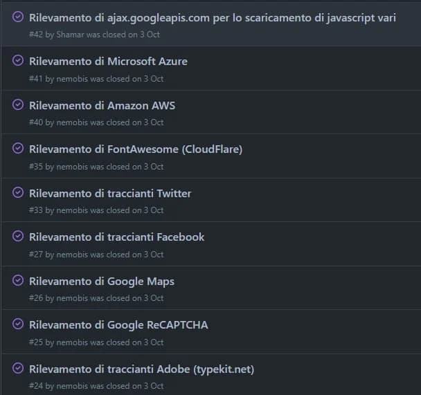 Gli sviluppi già conclusi da parte di MonitoraPA di funzionalità esportatrici di dati personali